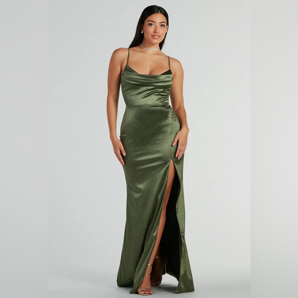 Mermaid Glitter Satin Formal Prom Dress